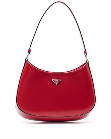 prada red leather shoulder bag.